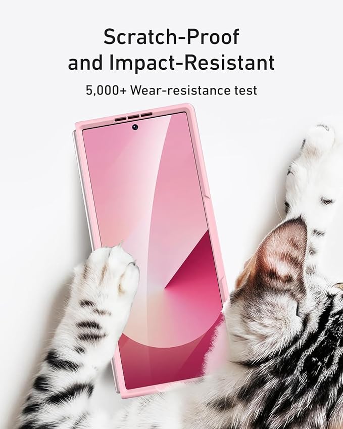 Miimall for Samsung Galaxy Z Fold 6 Case with S Pen Holder Slot [Military Grade Drop][Built-in Privacy Screen & Invisible Kickstand] Slim Thin Protective Phone Case for Galaxy Z Fold 6 5G Cover Pink