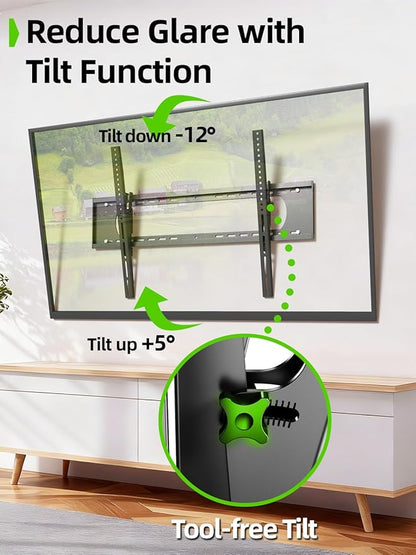 USX MOUNT Heavy Duty Tilting TV Wall Mount for 60-120" up to 220lb, Low Profile TV Mount Ultra Slim Wall Bracket fit 16-32" Studs, Max VESA 900x600 for 65 75 85 86 90 98 100 110inch Large Television