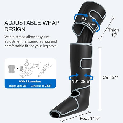 CINCOM Leg Massager with Heat and Compression, 3-in-1 Foot Calf & Thigh Massager for Circulation and Pain Relief Helpful for Lymphedema Edema Restless and Relaxation FSA - HSA
