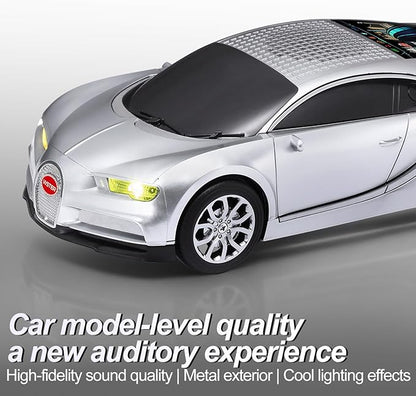 WSTER Luxury Sports Car Model Bluetooth Speaker with HD Sound, TWS Stereo Pairing, Display Screen, Built-in Microphone, Unique Bluetooth Car Speaker for Home, Party, Outdoor & Beach (Silver)