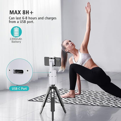 camrola Auto Face Tracking Phone Holder, No App Required, 360° Rotation Face Body Phone Tracking Tripod Smart Shooting Camera Mount for Live Vlog Streaming Video, Rechargeable Battery-White