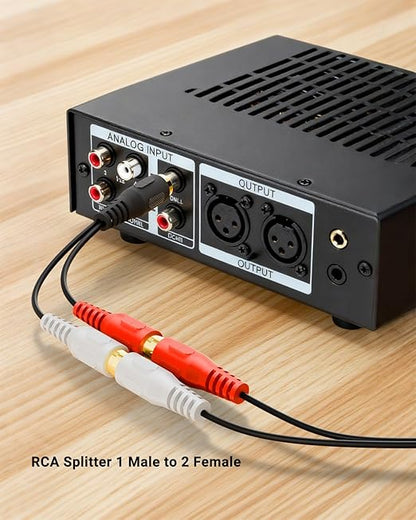 VCELINK RCA Splitter 1 Male to 2 Female Stereo Audio Cable, Gold Plated Dual RCA Female Adapter for Subwoofer, Car Radio, Amplifier, TV, Digital Audio, 2 Pack/0.66FT