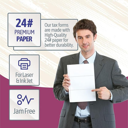 W-2 Forms Blank Paper 4-Up Version NO Instructions on Back for Laser and Ink Jet Printer (Forms & Self Seal Envelopes) (50 Sets)
