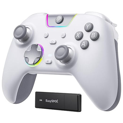 EasySMX X05Pro Wireless PC Controller – Soft-Click Low-Noise Buttons, Dual-Stage Impulse Triggers, Hall Joysticks with 1000Hz Polling, 2 Programmable Buttons, 1000mAh Battery, Multi-Platform Controller for PC/Switch/Android/iOS