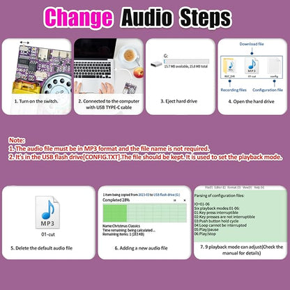XLW Sound Module, 16MB Push Button, Magnetron, Light Control Activated Recordable Voice Sound Chip Module with LED Light Strip, Speaker, for Greeting Card Audiobook, Xmas Presents Boxes, Kids's Toys.