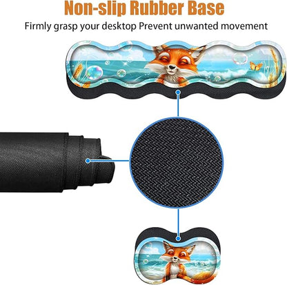 4 in 1 Ergonomic Keyboard Wrist Rest & Mouse Pad Wrist Rest Set, Large XXL Gaming Desk Mat 31.5"x 11.8" with Non-Slip Base, Memory Foam for Home Office Study Gaming, Fox
