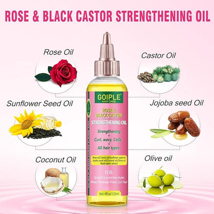 Edge Control Wax Strong Hold Non-greasy Hair Styling Gel - Edge Wax No Flaking Edge Control for Black Hair Edge Wax for Women Rose&Black Castor Oil for Hair Growth Edge Brush Hair Braid Bonnet