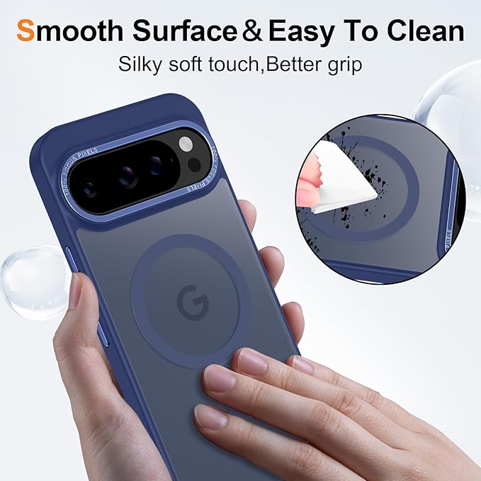 Magnetic for Google Pixel 10 Pro XL Case, [Military Grade Drop Protection] [Compatible with MagSafe] Shockproof Slim Translucent Matte Anti-Slip for Women Girls Men Case, Dark Blue
