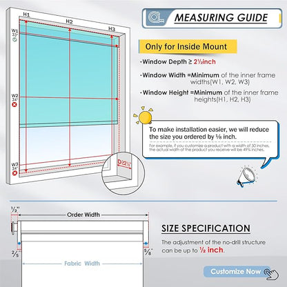 MANSNIX Motorized Blinds with Remote, No Drill No Tools Automatic Roller Shades, Blackout Electric Blind for Indoor Windows, Light-Filtering Smart Blinds, Rechargeable, Customized Size Color
