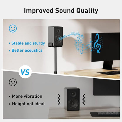 PERLESMITH Universal Speaker Stands for Surround Sound -Height Adjustable Extend 33.3”to 45.1”, Floor Speaker Stand for Satellite & Studio & Bookshelf Speakers up to 11LBS,1 Pair Black, PSSS2
