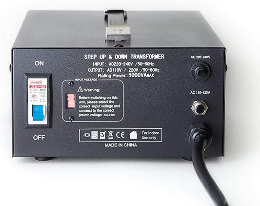 ELC T-5000+ 5000-Watt Voltage Converter Transformer - Step Up/Down - 110V/220V - Circuit Breaker Protection Heavy Duty [3-Years Warranty]