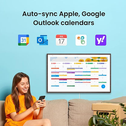 ApoloSign 27" 4K Digital Calendar: Dual Mode Calendars with Google Play & Multi-calendar Sync, Electronic Planner & Chore Chart, Smart Touchscreen, Interactive Display for Family Schedules (Dark Oak, 27-inch(4K))