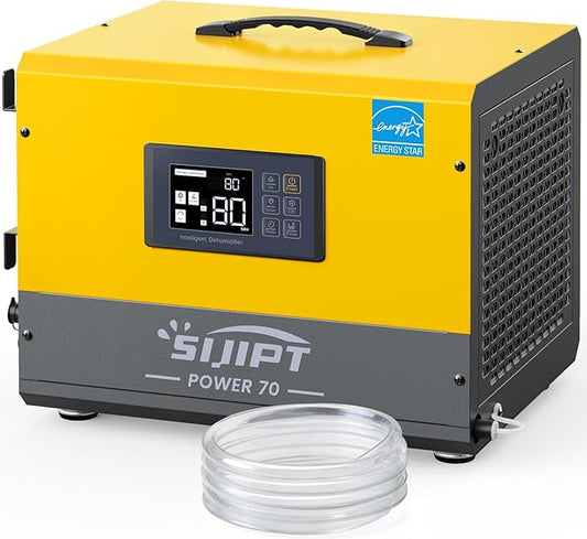 Crawl Space Dehumidifier with Pump, Sijipt 70 Pints Commercial Dehumidifier for Basement, Energy Star Dehumidifier with Drain Hose, Auto Defrost, Memory Restart, Covers Up to 1000 Sq Ft