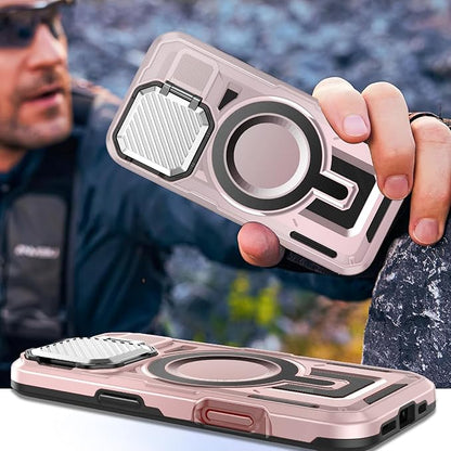 Camera Stand Case for iPhone 16 Plus, [Compatible with Mag Safe] [Lens Cover] 2024 Version Military Grade Protective Soft Case for iPhone 16 Plus 6.7 inch Men Women,Pink