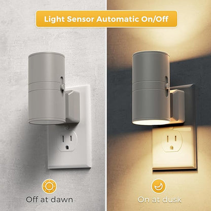 L LOHAS LED Night Light Plug in, 2 Pack, Night Lights Plug into Wall, Light Sensor, Cement Gray Housing, Soft White Nightlight, 3000K 100LM Dimmable Nightlights for Hallway Bedroom Stairway