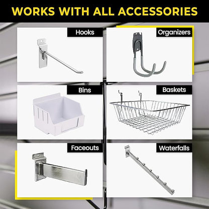 DLDIRECT 96" X 48" - White Slatwall Panel Garage Organizer: Heavy Duty Wall Mounted PVC Rack, Interlocking Slat Paneling for Garage Storage, Slotwall Board, Shelves System