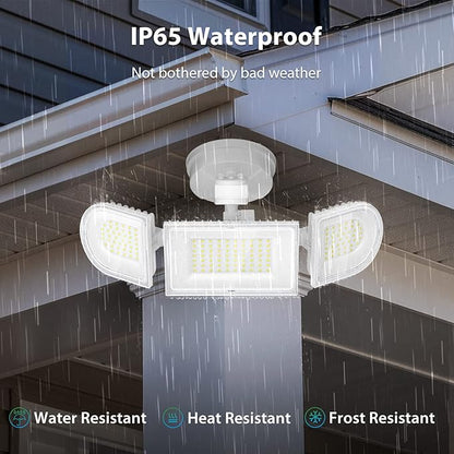 iMaihom 150W Motion Sensor Light Outdoor, 15000LM 6500K LED Security Floodlights, 3 Adjustable Head Motion Detection Light IP65 Waterproof for Yard Garage White 2pack