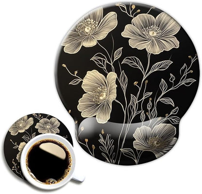 Ergonomic Mouse Pad with Wrist Support,Mouse Pad with Wrist Rest,Relieve Wrist Pain Mousepad Non-Slip Rubber Base,Mouse Pads for Desk,Computers,Laptop,Office,Home,Accessories Aesthetic Flowers