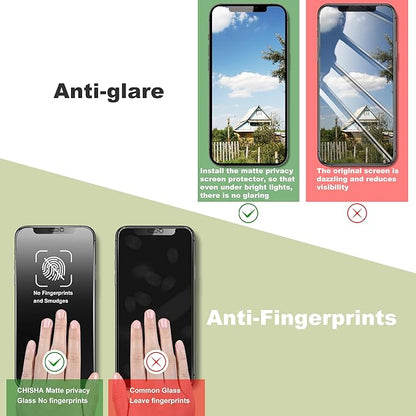 (2-Pack Matte Privacy Anti-Spy Screen Protector for iPhone 11 Pro Max/XS Max (6.5-Inch),9H Tempered Glass,Anti-Glare,Full Coverage,Anti-Fingerprint,Auto Dust Removal,Bubble-Free