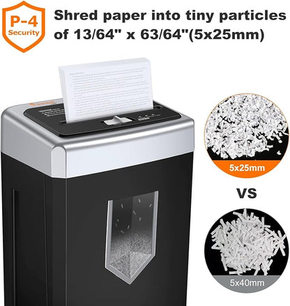 Bonsaii 15-Sheet Office Paper Shredder, 40-Minute Home Office Heavy Duty Shredder, Crosscut Shredders for CD, Credit Card, Mails, Staple, Clip, Anti-Jam System & P-4 High Security & 5 Gal Pullout Bin