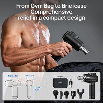Professional Muscle Massage Gun Deep Tissue with Metal Head Therapy, Portable Handheld Muscle Massager, Percussion Back Body Masajeador 12mm Amptitude, Electric Back and Neck Massager for Athletes