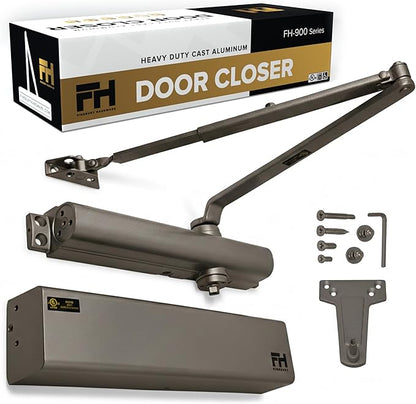 Finsbury Heavy Duty Commercial Door Closer Adjustable Size 1-6, Grade 1 ANSI/BHMA Certified, UL Listed, ADA Compliant, Hydraulic Backcheck & Delayed Action High Traffic (Duronotic)