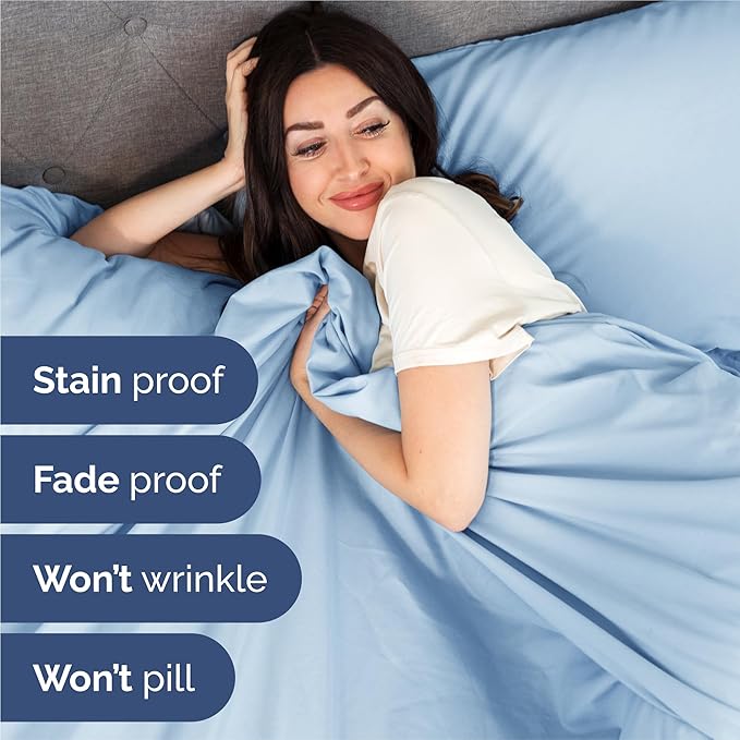 King Size 4 Piece Sheet Set - Comfy Breathable & Cooling Bed Sheets Set - Hotel Luxury Bedding for Women, Men, Kids, Teens, Boys & Girls - Deep Pockets, Soft and Wrinkle Free - Oeko-Tex - Light Blue
