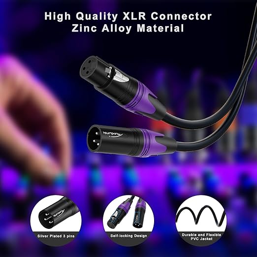 AuxLink XLR Cables, Banlaced XLR Cable Male to Female 75ft 2Pack Mic Cable Gold-Plated 3-Pins, XLR Speaker Cables Compatible with Microphones, Stage Lighting, Speaker Systems and More