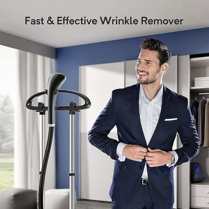 Gerank Steamer for Clothes, 1500W Standing Garment Steamer with 35s Fast Heating, 2.5L Water Tank for 1.5H Steaming, Adjustable Height Stand with Clothes Hanger, Professional Wrinkle Removal
