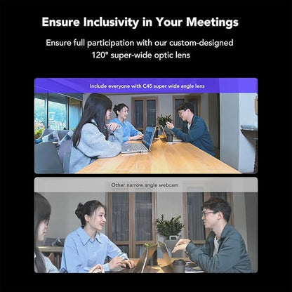 NEARITY C45 2K Video Conference Webcam with Microphone and Speaker, All-in-One Camera with 4 Noise Cancelling Microphone, 5X Zoom FHD Webcam AI Auto-Framing Plug-and-Play for Zoom/Teams/Google Meet