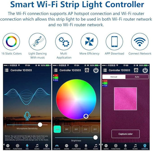 iNextStation Smart RGB WiFi LED Controller 4-Pin Output Compatible with Alexa/Google Home Assistant/IFTTT Android/iOS for SMD 3535 5050 2835 Color Changing LED Strip Lights