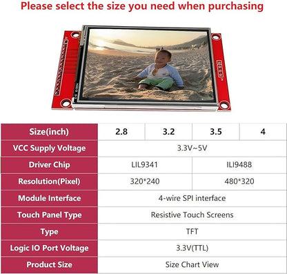 WWZMDiB TFT LCD Touch Display Module SPI Interface for Arduino (2.8", 320x240, ILI9341)