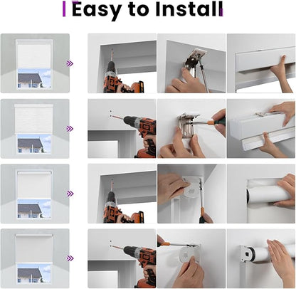 Astomi Motorized Roller Shades for Windows, Blackout Automatic Blinds with Remote, Smart Blinds, Voice Control, Compatible with Alexa, Google, Custom Size (Woven Grey)