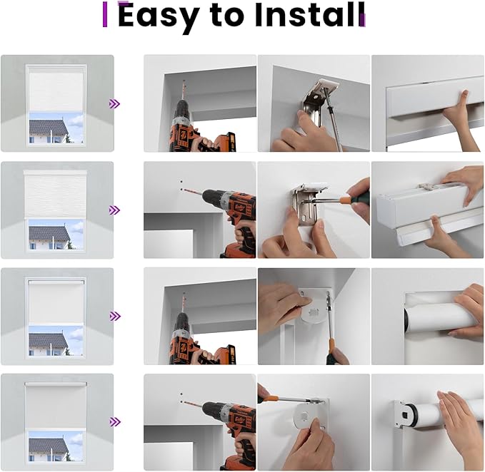 Astomi Motorized Roller Shades for Windows, Blackout Automatic Blinds with Remote, Smart Blinds, Voice Control, Compatible with Alexa, Google, Custom Size (Jacquard Coffee)