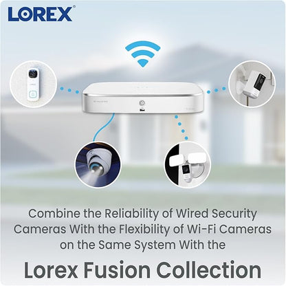 Lorex 4K Fusion DVR for Security System | 20 Channel (16 Wired + 4 Fusion) | 2TB Local Storage | Smart Motion Detection | Active Deterrence | No Monthly Fees | Voice Control | Expandable to 16TB