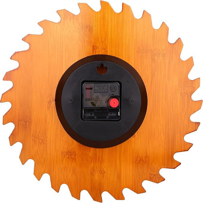 CIGERA 12 Inch Wood Wall Clock with Circular Saw Blade Dial, Handsaw and Hammer Pointer,Great Decor for Farmhouse,Garages and Man Cave