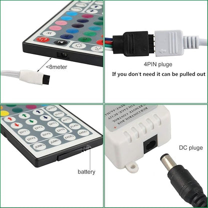 GALYGG 24 Key LED Strip Lights IR Remote Controller, Wireless Rectifier Control Box, DC 12V 3A Power Supply Plug Adapter for 2835 3528 5050 RGB LED Strip Lights Flexible Tape Lighting