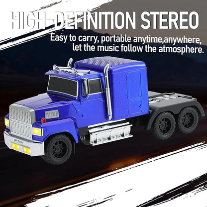 WSTER American Truck Bluetooth Speaker with HD Sound, TWS Pairing, LED Party Light, Operation Panel, Built-in Mic, Portable Car Model Speaker for Parties, Beach, Outdoor Activities (Blue)