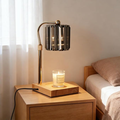 Candle Warmer Lamp with Timer & Dimmer – Artistic Glass Shade Desk Lamp for Bedroom, Home Decor, Gift for Mom or Women, Housewarming Present – Wax Melt Warmer for Jar Candles