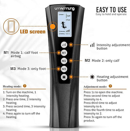 UMARMUNG Air Compression Leg Massager with Heat, Gifts for Women Men Mom Dad, Leg Foot Massager Gift for Christmas, Fathers Day, Mothers Day, Vericose Veins, Edema, Muscle Fatigue, Cramps, Swelling