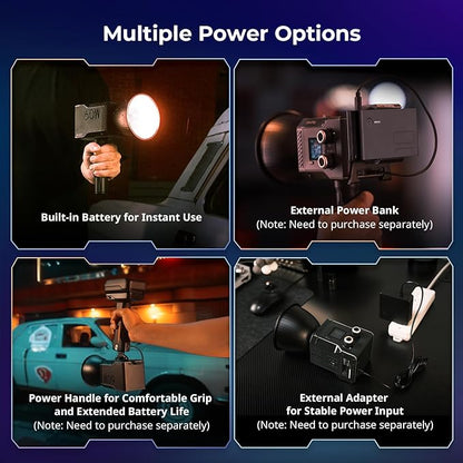 SmallRig RC 60C RGB LED Video Light, 3400mAh Battery 45min Runtime, APP Control, Potable Palm-Sized Continuous Output Lighting 2500-10000K, for Photography/Video/Studio, Powerbank Clamp Edition