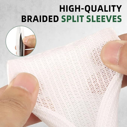 Split Wire Loom Tubing, Cable Protector Sleeve, Braided Cable Management for TV/Computer/Home Theater/Engine Bay, Cord Protectors from Pets No Chew (White, 1"-10ft)