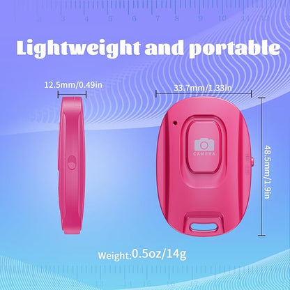 Bluetooth Camera Remote Shutter for iPhone and Android Smartphones, Rechargeable Wireless Phone Remote Control,Selfie Button for Photos and Videos, Charging Cable Included-Pink
