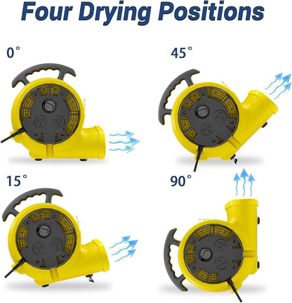 BSMTEK Air Mover Blower Fan, Industrial 1/2HP 2500CFM Monster Floor Blower Carpet Dryers - 3 Speeds, 4 Adjustable Angles, 15FT Long Cord, Stackable - 2026 Upgraded