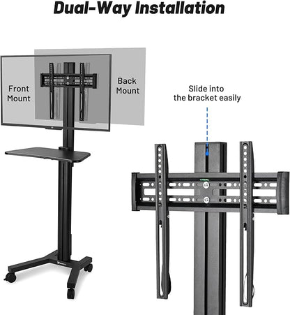 AW Rolling TV Stand Mobile TV Cart Height Adjustable for 32" to 65" LCD LED Screen TVs Office Meeting