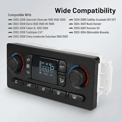 599-211XD A/C Control Switch Air Conditioning Climate Control Module, Front Module Panel for 2003-2004 Chevrolet Silverado Suburban Avalanche Tahoe GMC Sierra Yukon Cadillac Escalade Rainier Hummer
