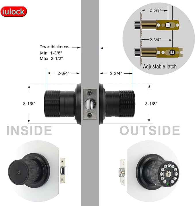 iulock Keypad & Key Smart Door Lock, 50 User Codes, Waterproof, Auto Lock - Matte Black