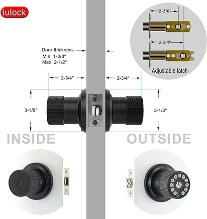 iulock Keypad & Key Smart Door Lock, 50 User Codes, Waterproof, Auto Lock - Matte Black