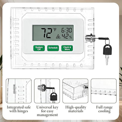 4 PCS Thermostat Lock Box with Key, Universal Thermostat Covers with Locks, Clear AC Lock Box Cover on Wall, Upgrade Thicken Universal Thermostats Cover, Fit Thermostats 6.1" x 5.4" x 3.2" or Smaller