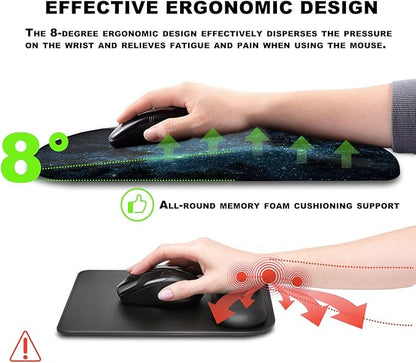 KUOSGM Mouse Pad Wrist Support, Ergonomic Mouse Pad with Massage Dot, Comfortable Computer Mouse Pad for Laptop, Wrist Rest Pain Relief Mousepad with Non-Slip PU Base for Office & Home, 12 x 8 in